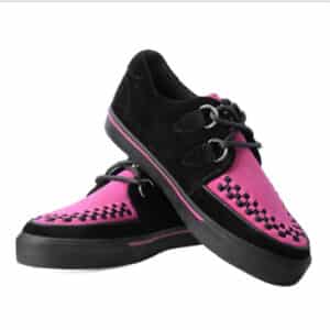 Creeper Sneaker Neon Pink & Black Suede