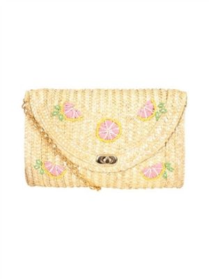 Grapefruit Slices Straw Clutch