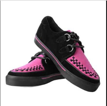 Creeper Sneaker Neon Pink & Black Suede
