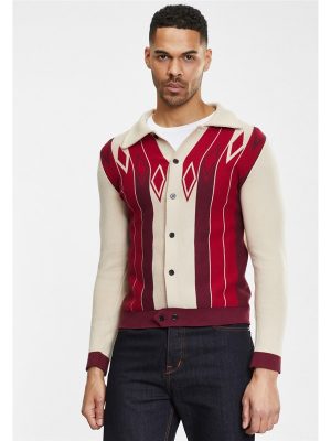 Collectif Menswear Luca Long Sleeved Diamond Cardigan